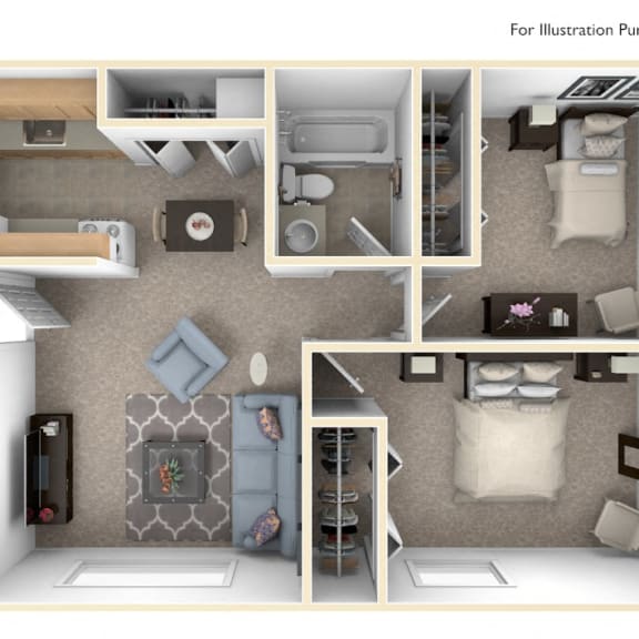 Thumbnail 1 of 8 Two Bedroom - Standard Floor Plan at Wood Creek Apartments, Wisconsin