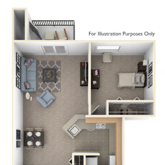 Thumbnail 1 of 8 Two Bedroom, One Bathroom Floor Plan at Windmill Lakes Apartments, Holland