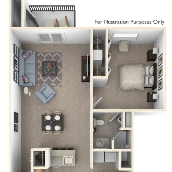 Thumbnail 1 of 9 Two Bedroom, Two Bathroom Floor Plan at Windmill Lakes Apartments, Michigan