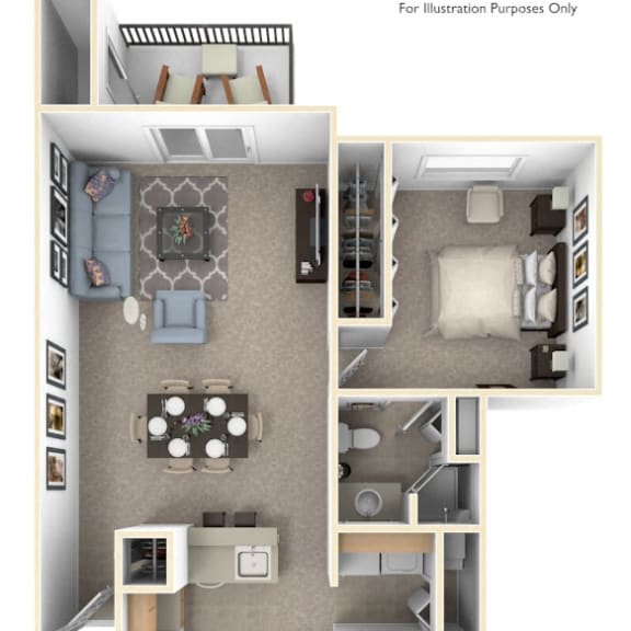 Thumbnail 1 of 10 Traditional Two Bedroom Two Bath Floorplan at Glenn Valley Apartments, Michigan, 49015