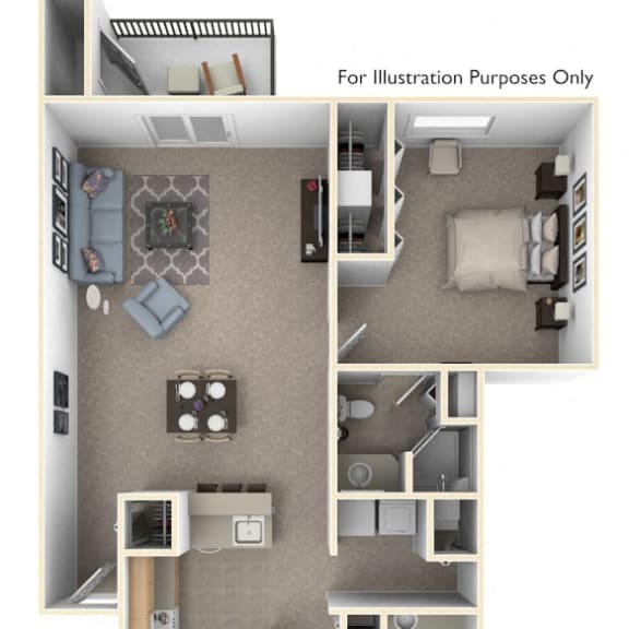 Thumbnail 1 of 13 Two Bedroom, Two Bath Floor Plan at Indian Lakes Apartments, Mishawaka, IN, 46545
