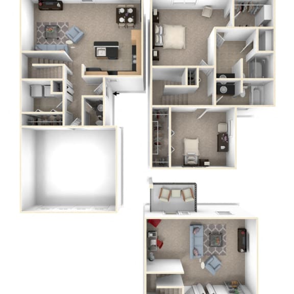 Thumbnail 1 of 15 Two Bedroom Two-story Floor Plan at Lynbrook Apartment Homes and Townhomes, Elkhorn, 68022