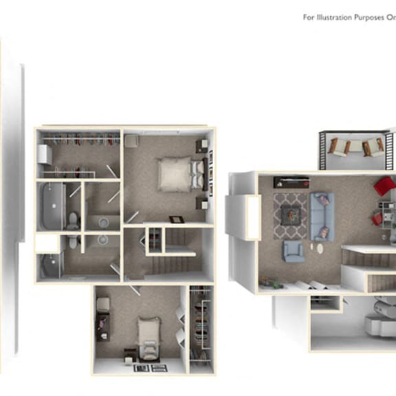 Thumbnail 1 of 14 Two Bedroom  Two Bathroom - Two-Story Floorplan at Foxwood and The Hermitage, Portage, MI