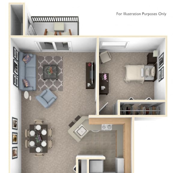 Thumbnail 1 of 10 Two Bedroom Two Bath Floorplan | 927 Sq. Ft. at Emerald Park Apartments, Kalamazoo