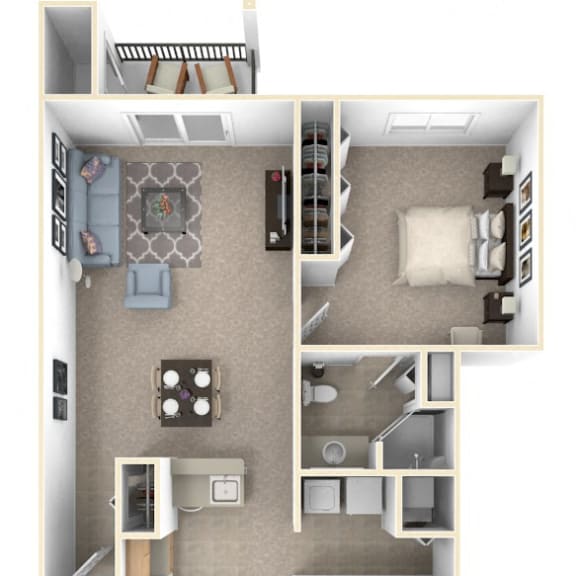 Thumbnail 1 of 17 Two Bedroom Two Bath Floorplan at Hurwich Farms Apartments, Indiana