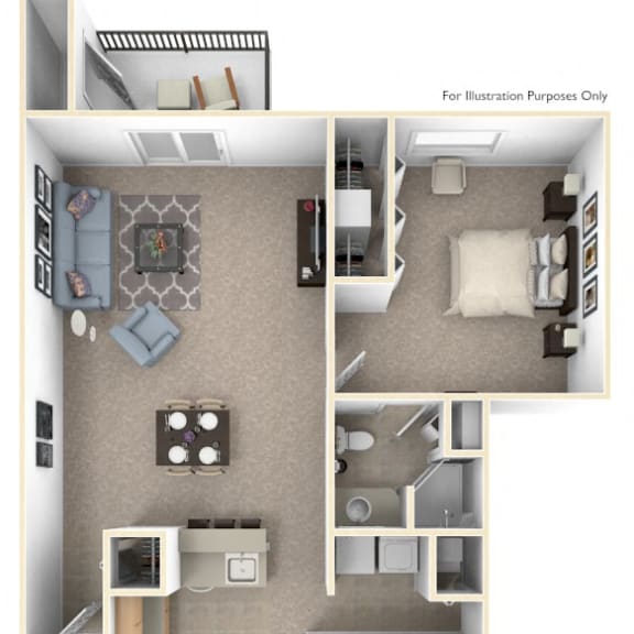 Thumbnail 1 of 9 2 Bed 2 bath Two Bedroom Floor Plan at Oak Shores Apartments, Wisconsin