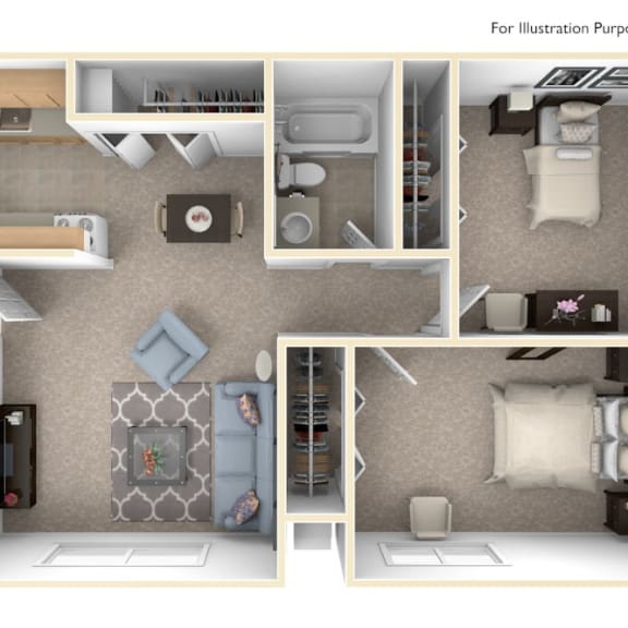 Thumbnail 1 of 12 2 Bedroom Floor Plan at West Wind Apartments, Fort Wayne, 46808