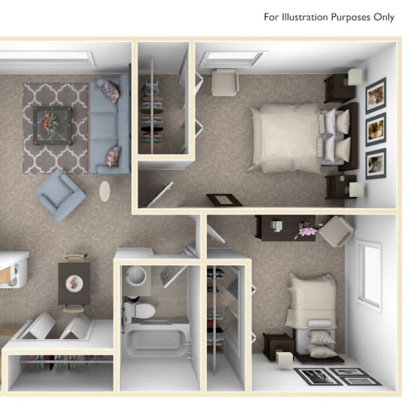 Thumbnail 1 of 9 Two Bedroom One Bath Floorplan at Granada Apartments, Jackson, 49202