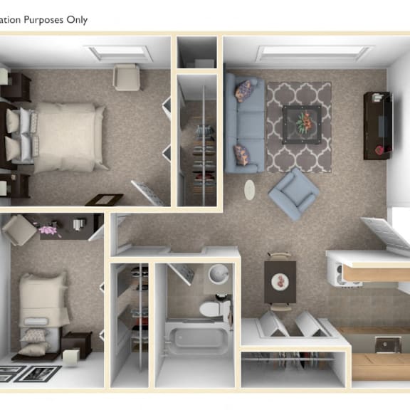 Thumbnail 1 of 13 2 Bed 1 Bath Two Bedroom Floor Plan at Old Farm Apartments, Elkhart, 46517