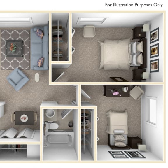 Thumbnail 1 of 12 Two Bedroom Floor Plan at Waverly Park Apartments, Lansing