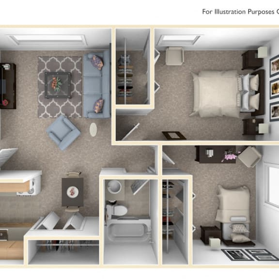 Thumbnail 1 of 12 2 Bed 1 Bath Two Bedroom Floor Plan at Briarwood Apartments, Benton Harbor, MI