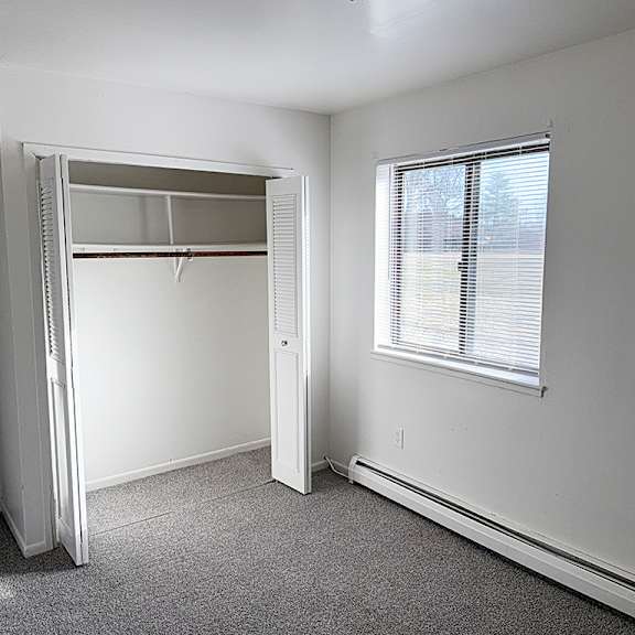 Thumbnail 11 of 12 A bedroom with a large closet and a window at Waverly Park Apartments, Lansing