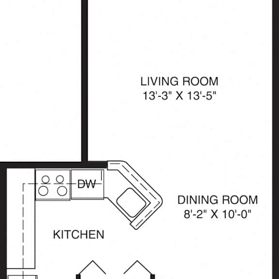 Thumbnail 2 of 14 One bedroom 2D floor plan at West Hampton Park Apartment Homes, Nebraska, 68022