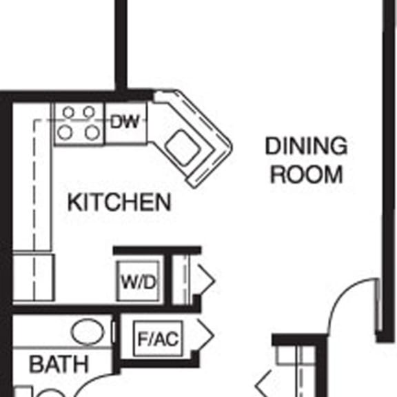Thumbnail 2 of 10 One bedroom 2D floor plan at Windmill Lakes Apartments, Holland, Michigan