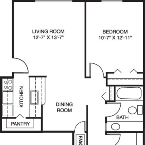 Thumbnail 2 of 8 Two bedroom walk thru 2D floor plan at Wood Creek Apartments, Kenosha