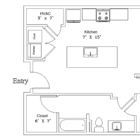 Thumbnail 2 of 2 A floor plan of a home with a kitchen, living room, and bedrooms.