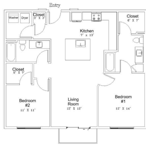 Thumbnail 2 of 2 A black and white image of a floor plan for a house.