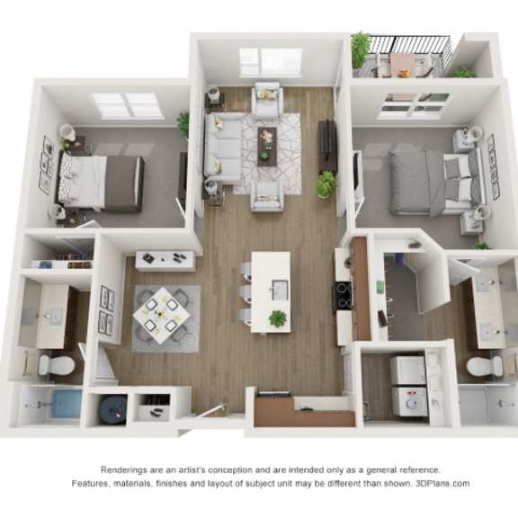 Thumbnail 1 of 2 The Donovan Apartments in Lee's Summit, Missouri Two Bedroom Floor Plan