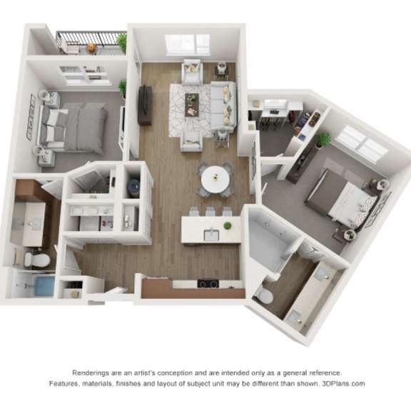 Thumbnail 2 of 2 The Donovan Apartments in Lee's Summit, Missouri Two Bedroom Floor Plan