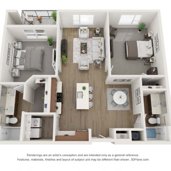 Thumbnail 1 of 2 The Donovan Apartments in Lee's Summit, Missouri Two Bedroom Floor Plan