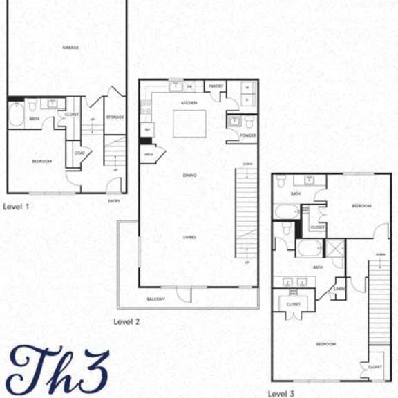 Thumbnail 1 of 4 A set of three floor plans for a house with the title