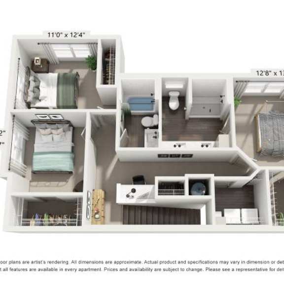 Thumbnail 3 of 3 A floor plan of an apartment with dimensions and a note that all dimensions are approximate.