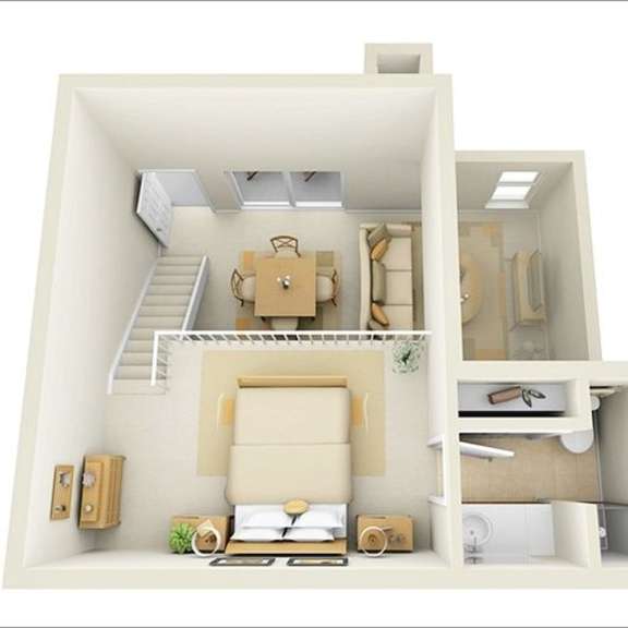Thumbnail 4 of 4 a model of a house with a bedroom and a living room