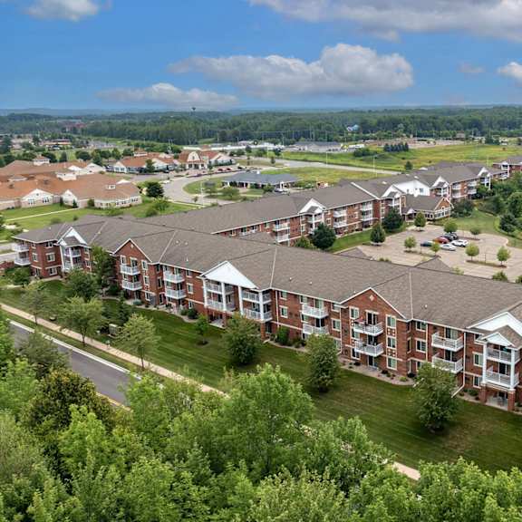 an aerial view of a large apartment complex
