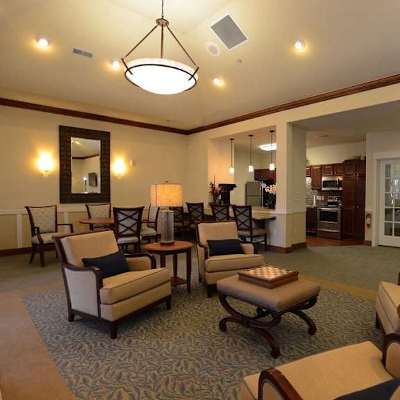 renovated community room at highlands at riverwalk apartments 55+, mequon, wisconsin