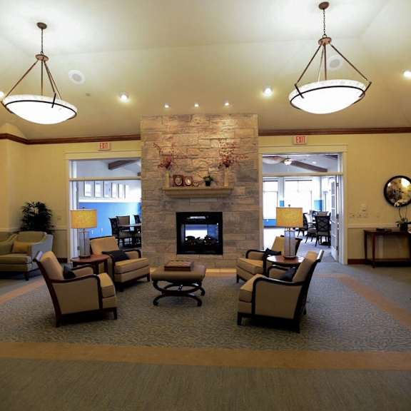 renovated community room at highlands at riverwalk apartments 55+, wisconsin 53092