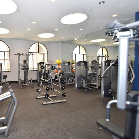 resident gym at casa mira view apartments, san diego, 92126