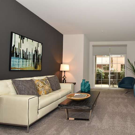 living room with flat screen tv at casa mira view apartments, san diego, ca