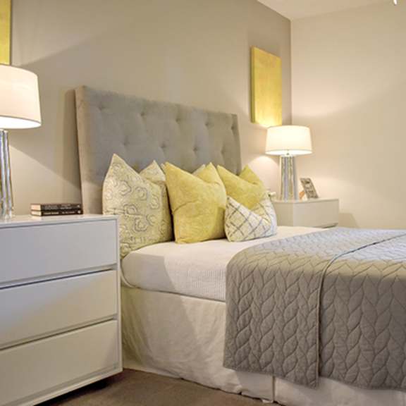 bedroom with adequate storage at casa mira view apartments, san diego, california