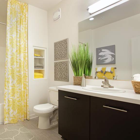 bathroom with a white tub at casa mira view apartments, san diego
