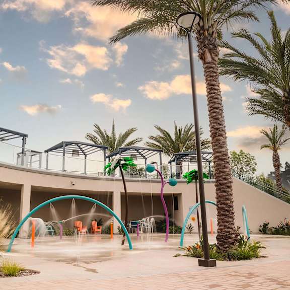 splash pad area at casa mira view apartments, california