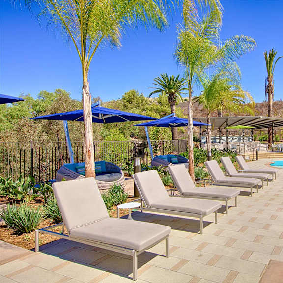 swimming pool with relaxing sundecks at casa mira view apartments, san diego, ca, 92126