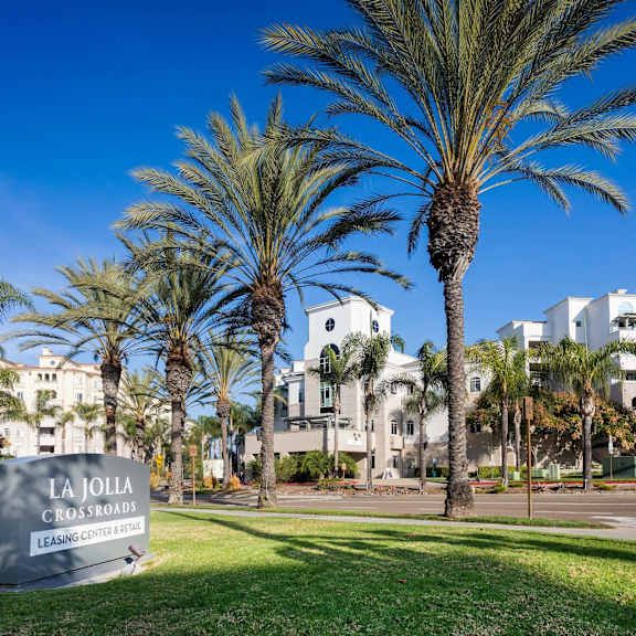 property signage at la jolla crossroads apartments, san diego