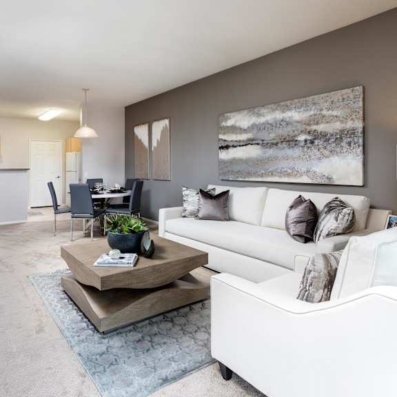 spacious living area at la jolla crossroads apartments, san diego, ca, 92122