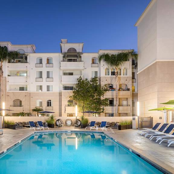 twilight pool at la jolla crossroads apartments, california, 92122