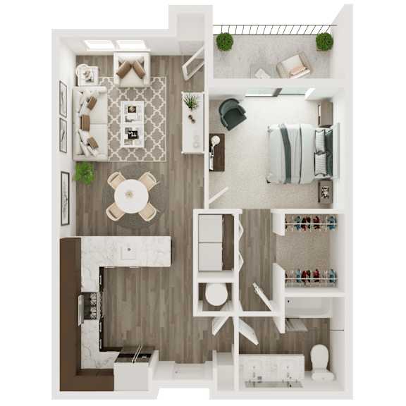 Thumbnail 1 of 2 one bedroom one bath floor plan at The Apex at CityPlace, Overland Park