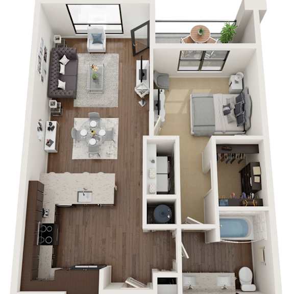Thumbnail 1 of 2 1 bed 1 bath floor plan E at The Residences at Galleria, Overland Park, 66211