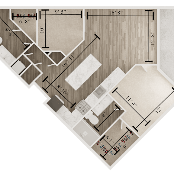 Thumbnail 2 of 2 2 bedroom 2 bathroom floor plan Y at The Apex at CityPlace, Overland Park, 66210