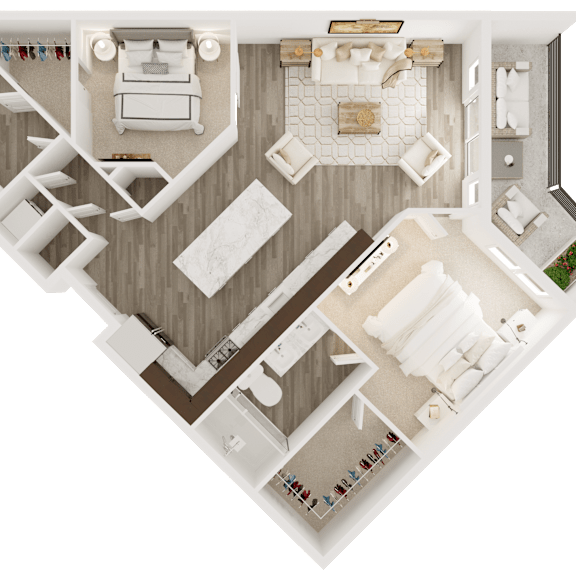 Thumbnail 1 of 2 2 bedroom 2 bathroom floor plan Z at The Apex at CityPlace, Kansas