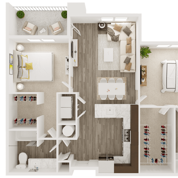 Thumbnail 1 of 8 2 bed 2 bath floor plan at The Apex at CityPlace, Overland Park, KS