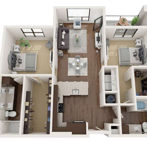 Thumbnail 1 of 2 2 bedroom 2 bathroom Floor plan C at The Residences at Galleria, Kansas, 66211