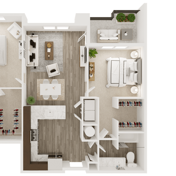 Thumbnail 1 of 8 2 bed 2 bath floor plan A at The Apex at CityPlace, Overland Park, Kansas