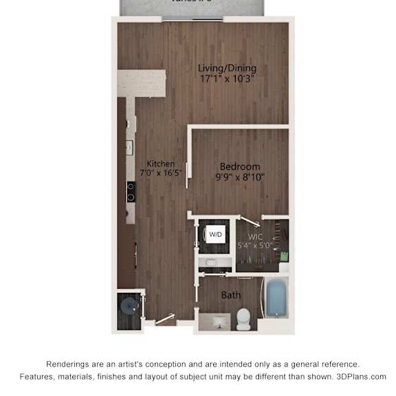 Thumbnail 2 of 2 1 bed 1 bath floor plan B at The Residences at Galleria, Overland Park, Kansas