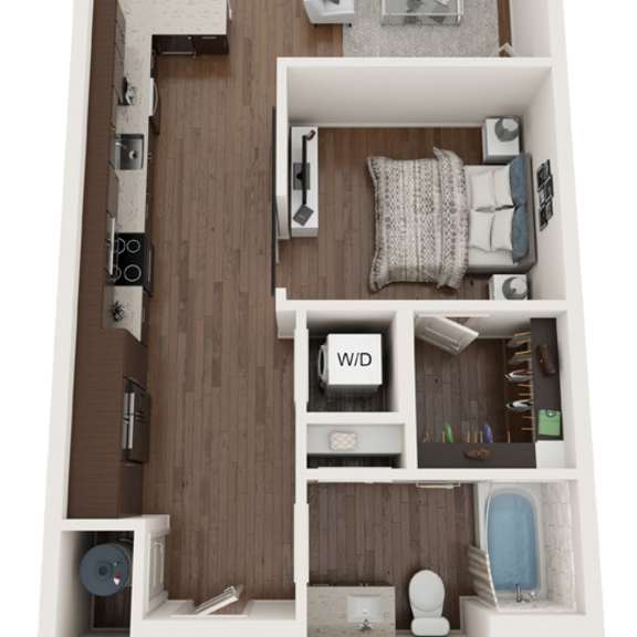 Thumbnail 1 of 2 1 bed 1 bath floor plan A at The Residences at Galleria, Kansas