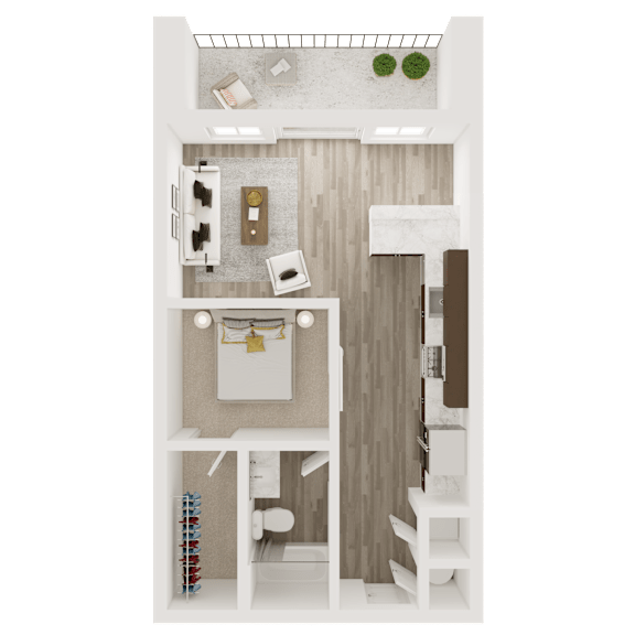 Thumbnail 1 of 2 Studio 1 bath floor plan B at The Apex at CityPlace, Overland Park, Kansas