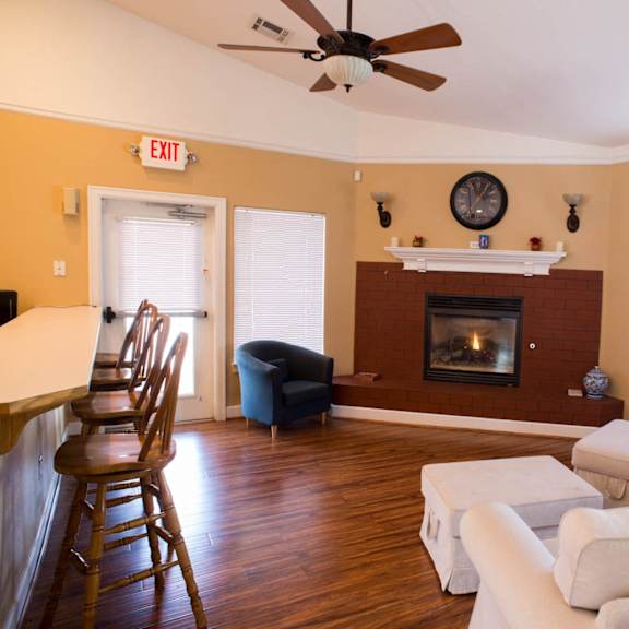 living area with fireplace at redwood acres, vancouver, 98661